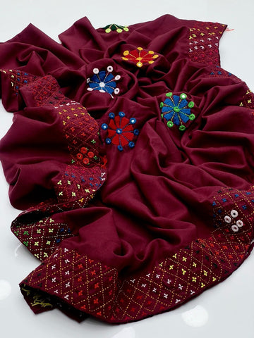 Swiss Lawn Fabric
Hand Made Balochi Embroidery Chadar