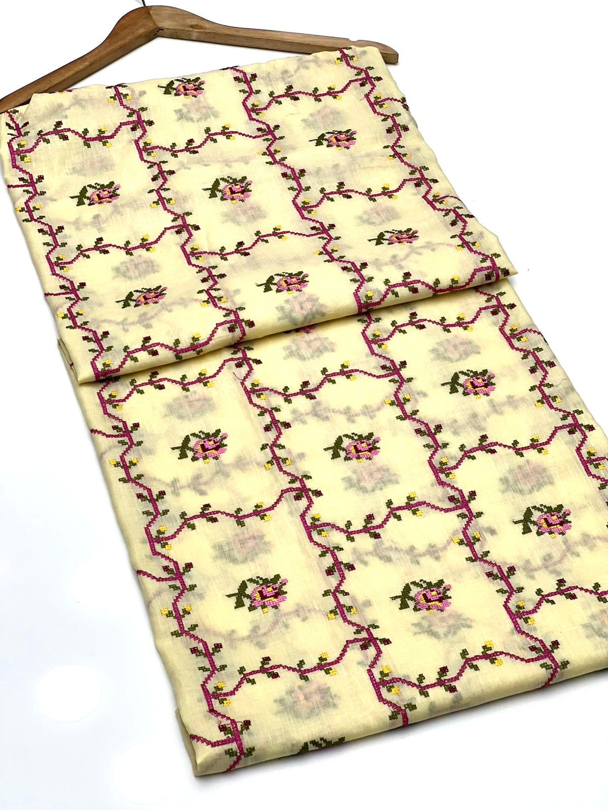 Pure Lawn Machine Cross Stitch Chadar