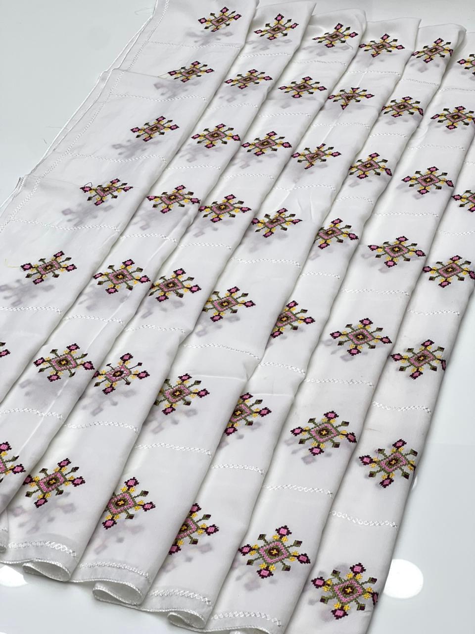 Swiss Lawn
Machine Cross Stitch Embroidery Chadar