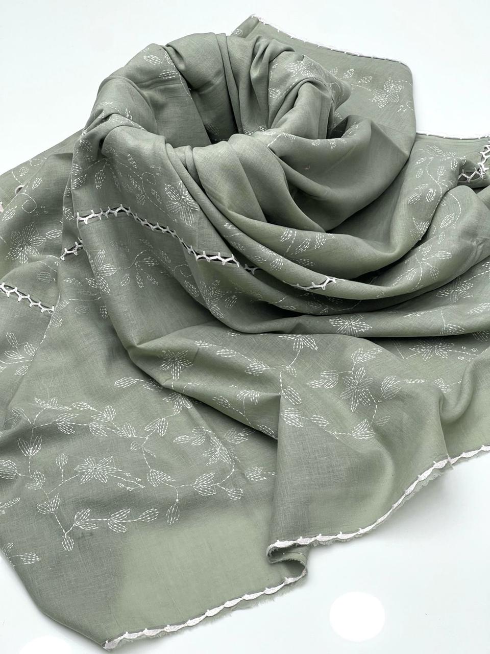 Pure Lawn Multani HandMade Embroidered With Mirror Chadar