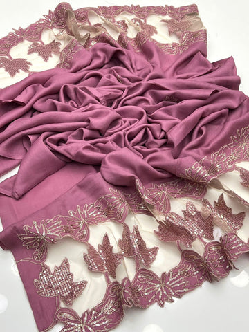 Pashmina 
Machine Cut Work With Sequence Shawl
