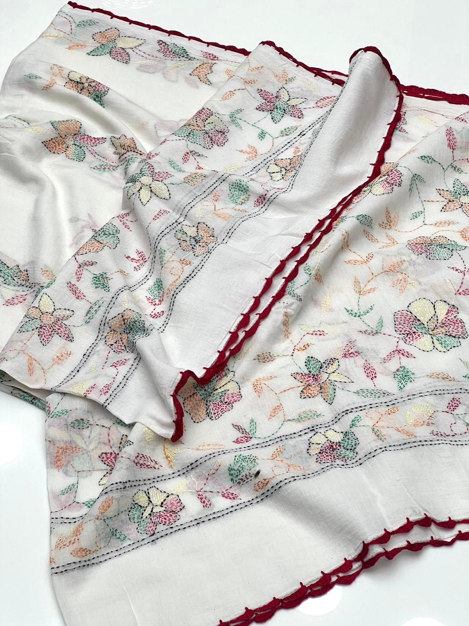 Pure Lawn Fabric
Beautiful Hand Made Multani Embroidery Chadar