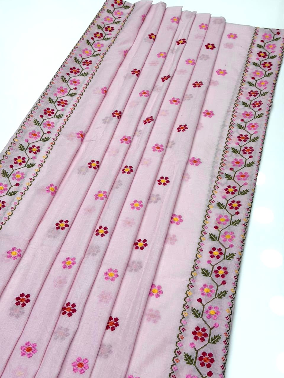 Pure Lawn
Machine Cross Stitch Embroidery  Chadar