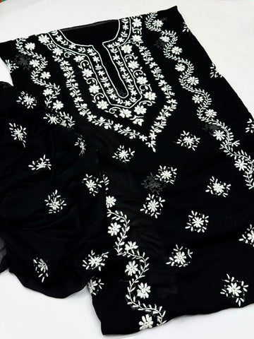 Soft Bamber Chiffon Handmade Multani Embroidery Jall Work 2 Piece Dress