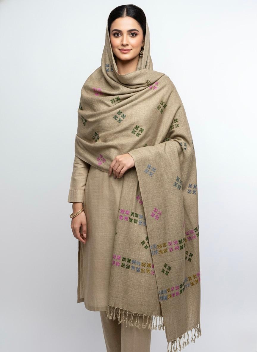 Swati Pashmina Shawl
Hand Made Balochi Embroidery