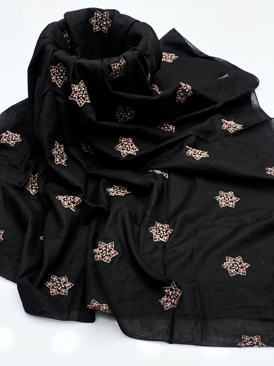Elegant And Beautiful Machine Embroidered Pure Lawn Dupatta