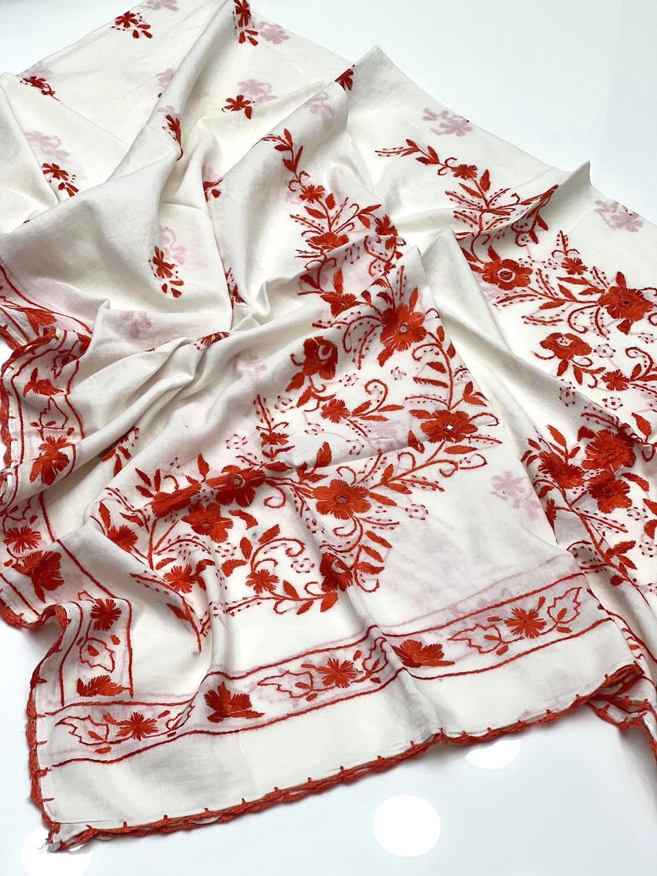 Pure Lawn Fabric
Beautiful Hand Made Multani Embroidery Chadar