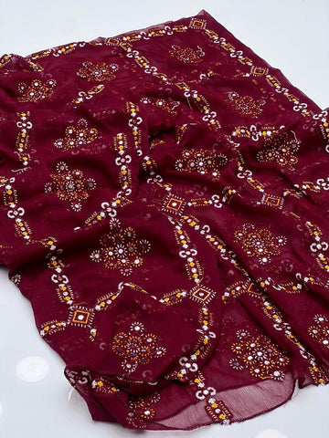 Crinkle Chiffon Stuff 
Machine Balochi With Sequence Full Size Chadar