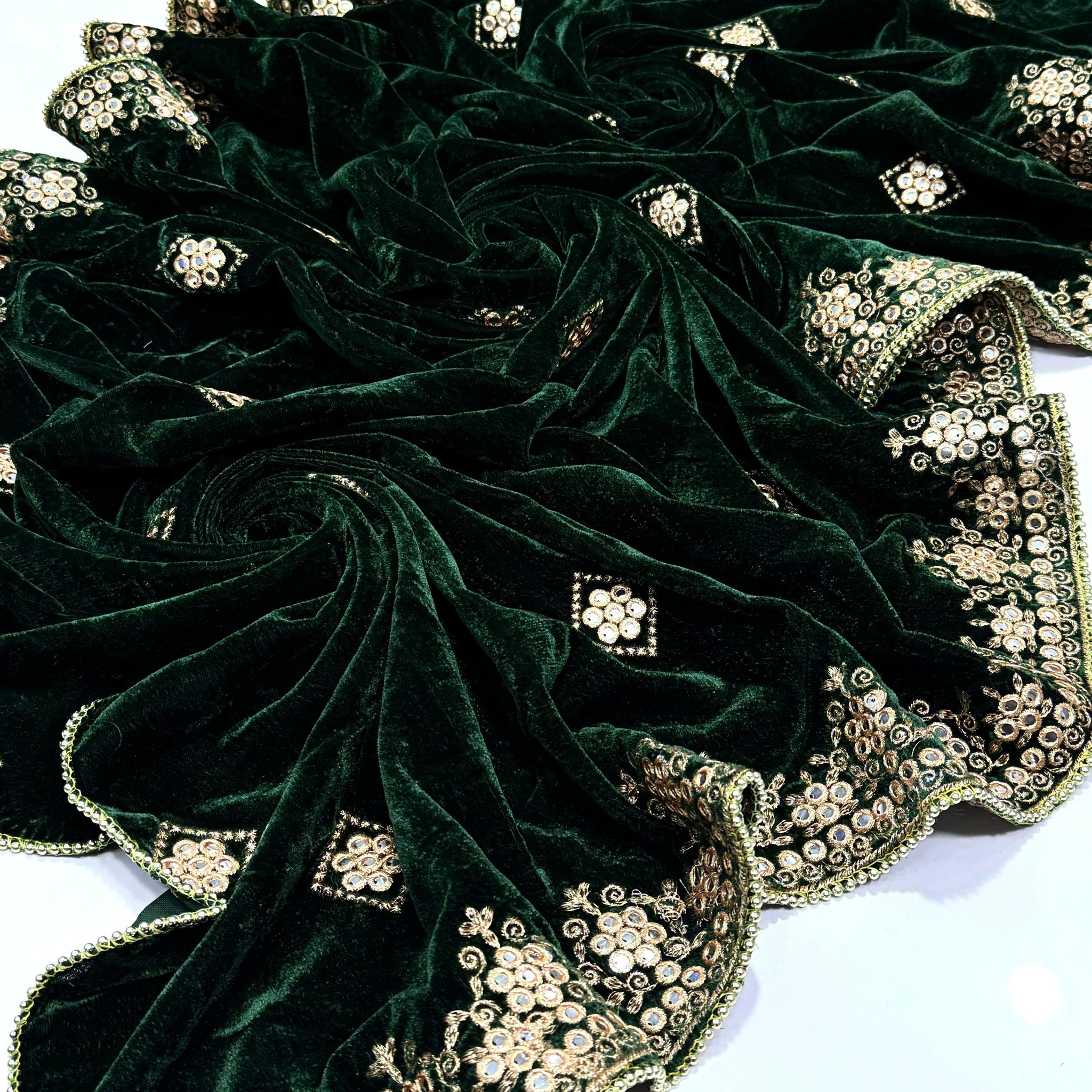 Beautiful Machine 9mm Sequence With Tilla Thread Velvet Shawl