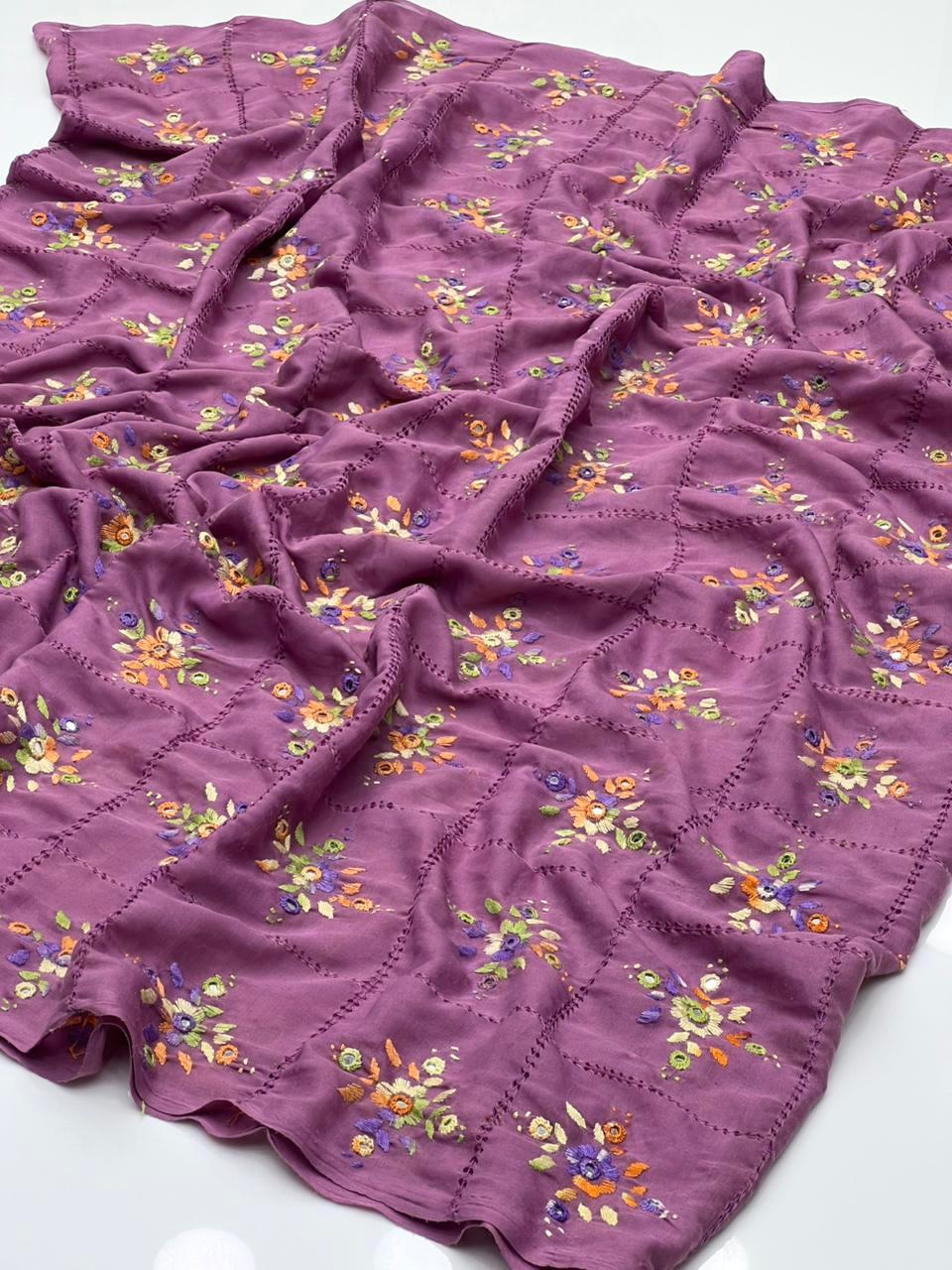 Swiss Lawn Stuff 
Traditional Multani Hand Made Chadar with Mirror Work and Tarkashi