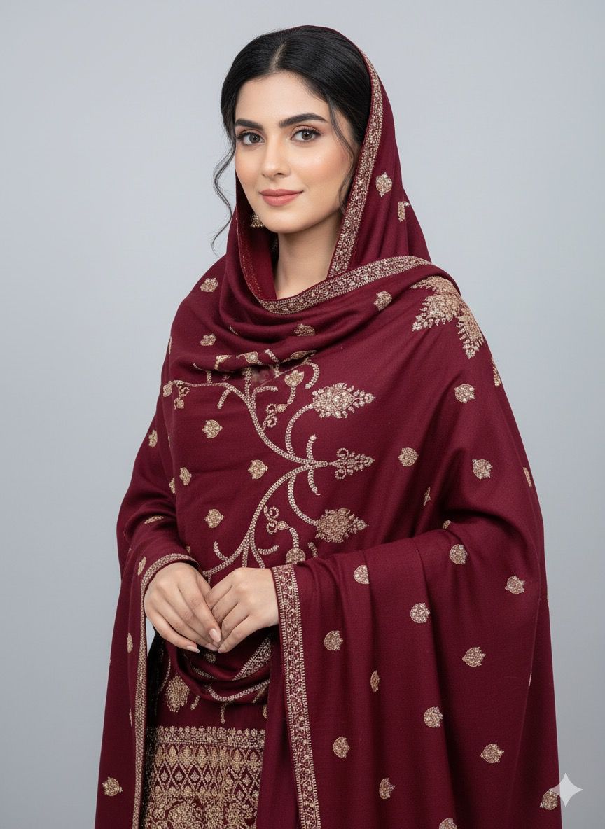 Pashmina Shawl
Hand Made Kashmiri Embroidery With Block Print
