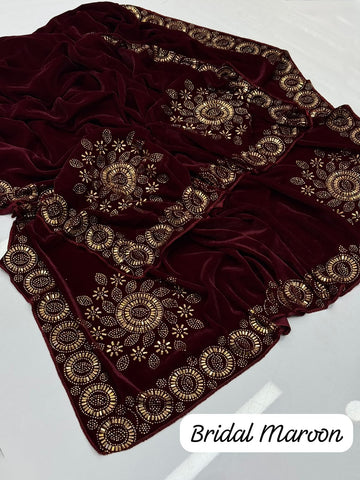9000 Micro Velvet Shawl
Beautiful Stones Work