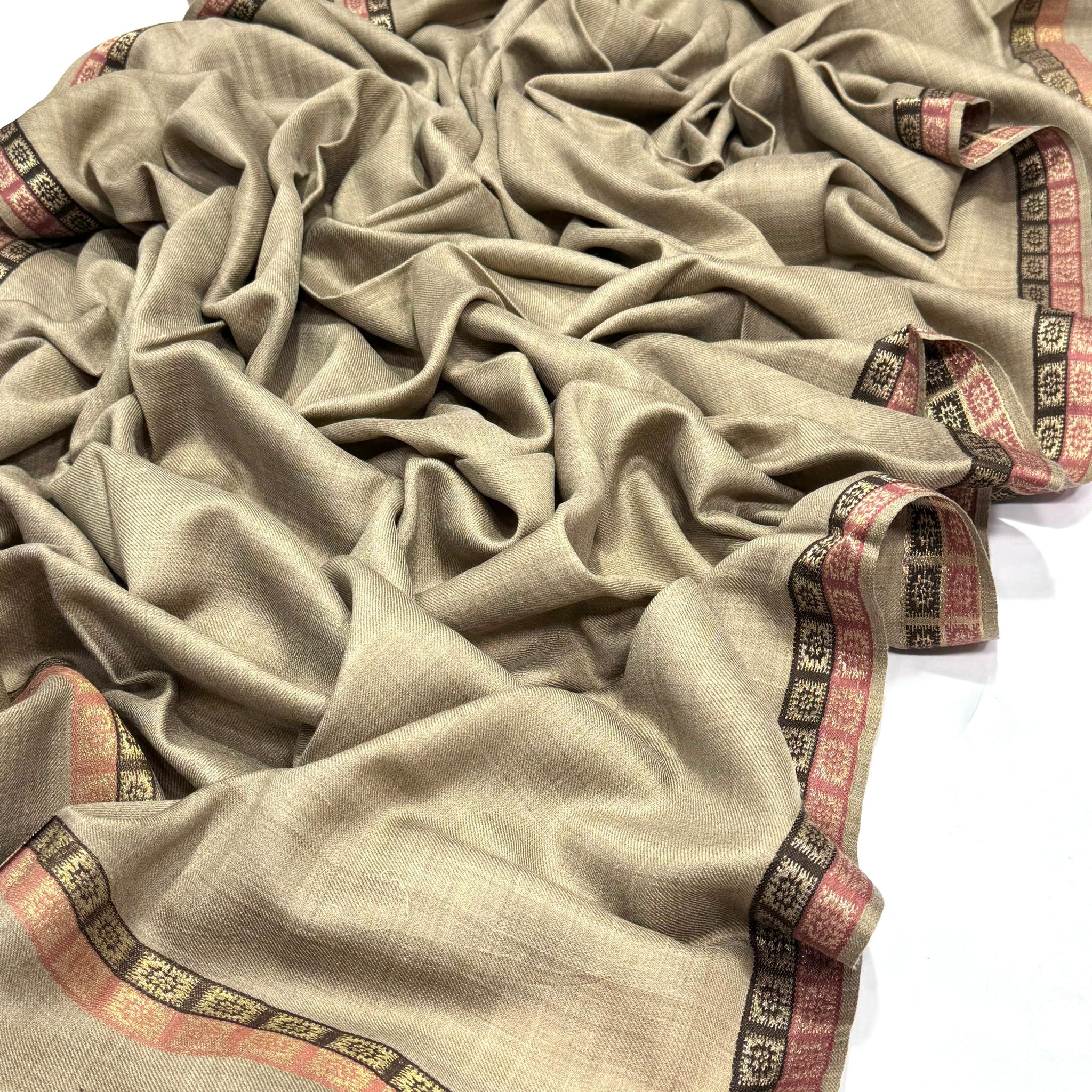 Beautiful Bnarsi Border Pure Pashmina Shawl