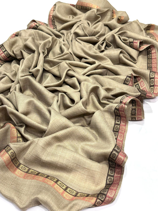 Beautiful Bnarsi Border Pure Pashmina Shawl