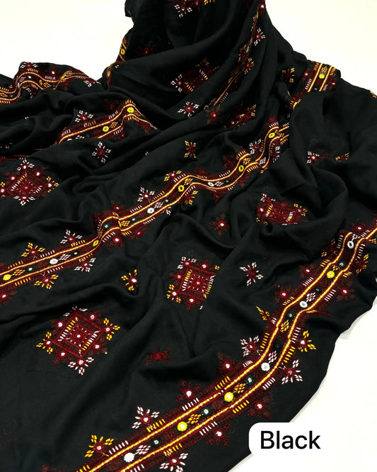 Beautiful Machine Balochi With Sequence Embroidery Chadar