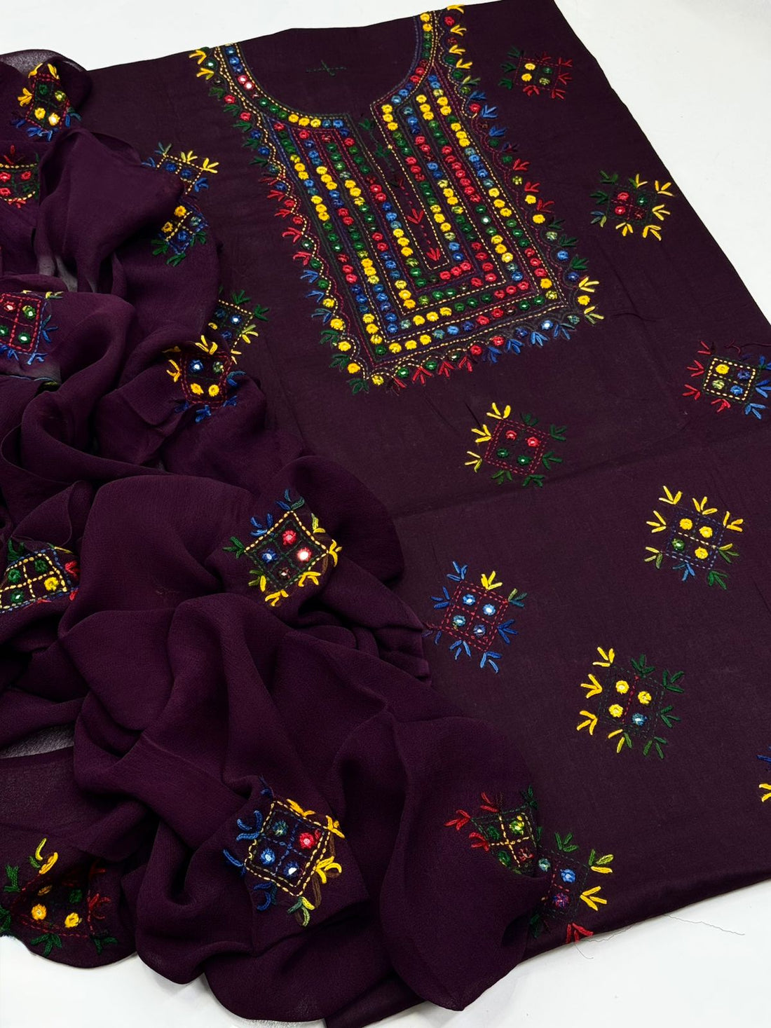 Traditional Hand Made Multani Embriodery With Mirror 
3 Piece Dress