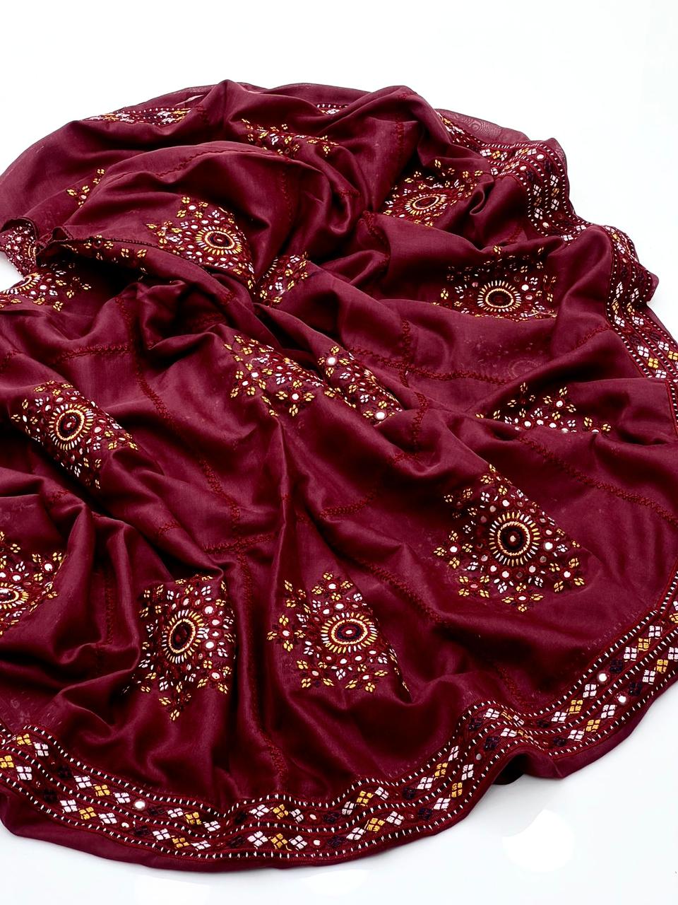 Taj Swiss Lawn Fabric
Machine Balochi With Sequence Embroidery Chadar