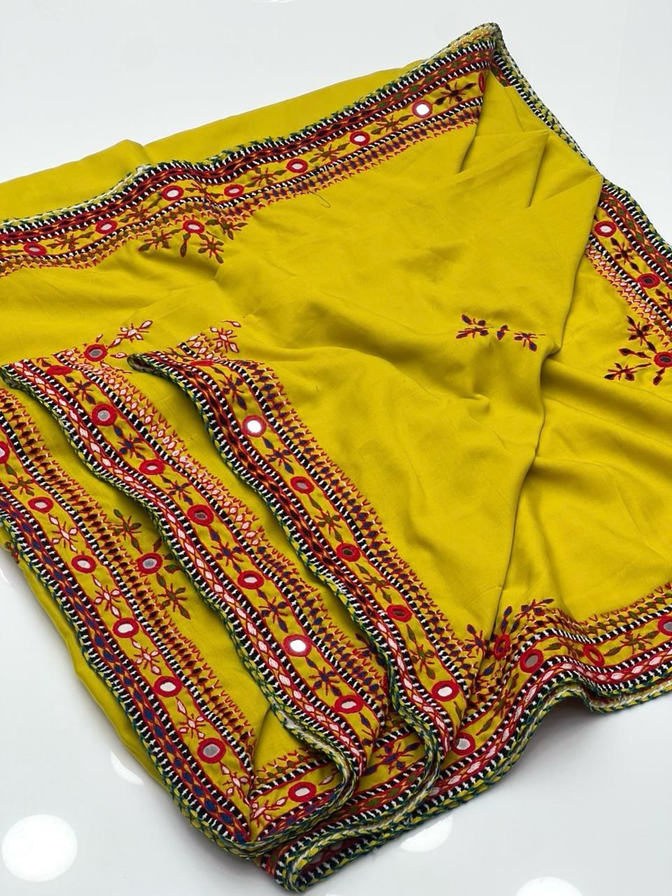 Swiss Lawn Fabric
Hand Made Balochi Embroidery Chadar
