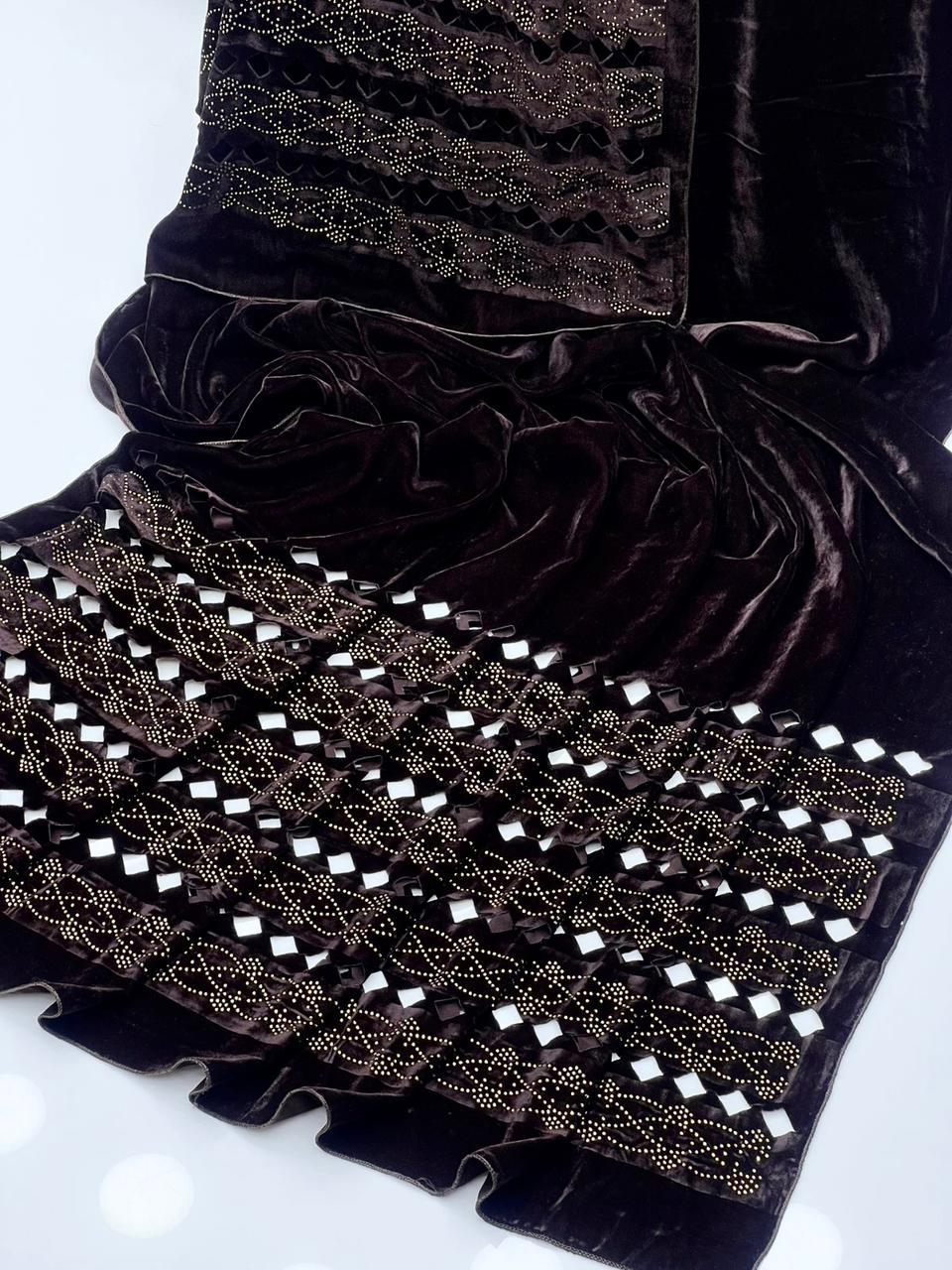 Micro Velvet Shawl
Stones Work With Laser Cut
