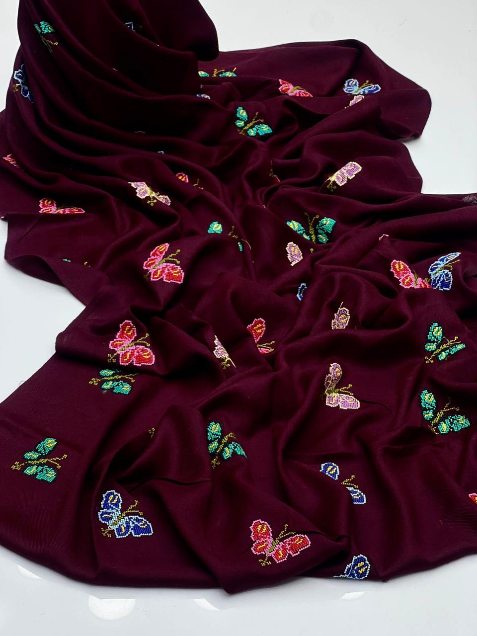 Pashmina 
Cross Stitch Machine Work Shawl