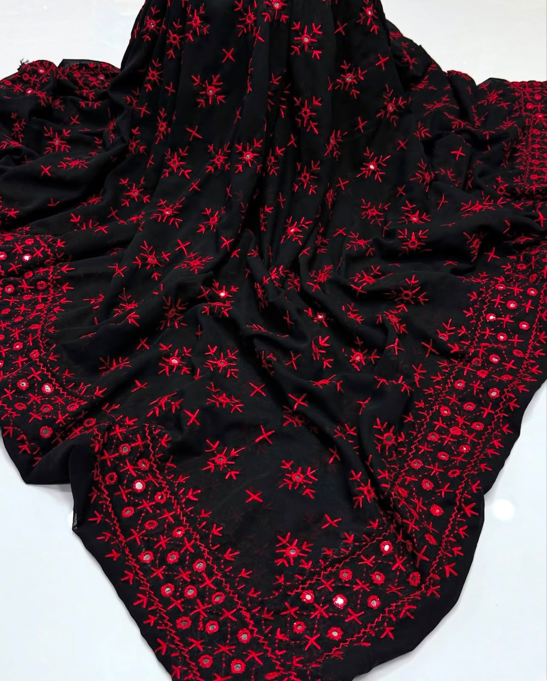 Korean Georgette
Sindhi Embroidered Chadar With Mirror Work
