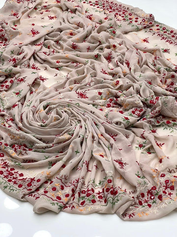 Korean Georgette Fabric 
Sindhi Embroidered Chadar With Mirror Work