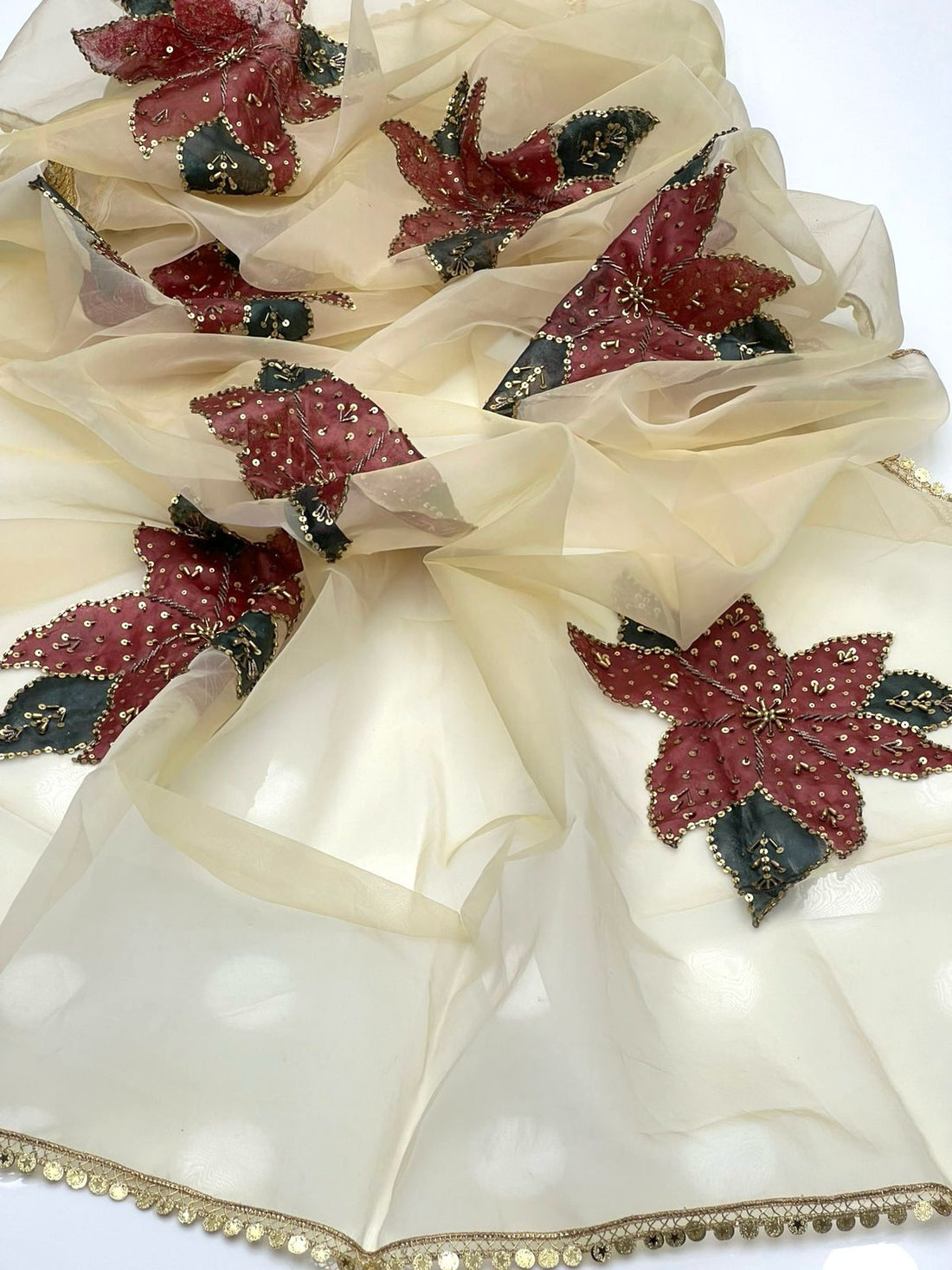Oil Paint Beads Work Dupatta