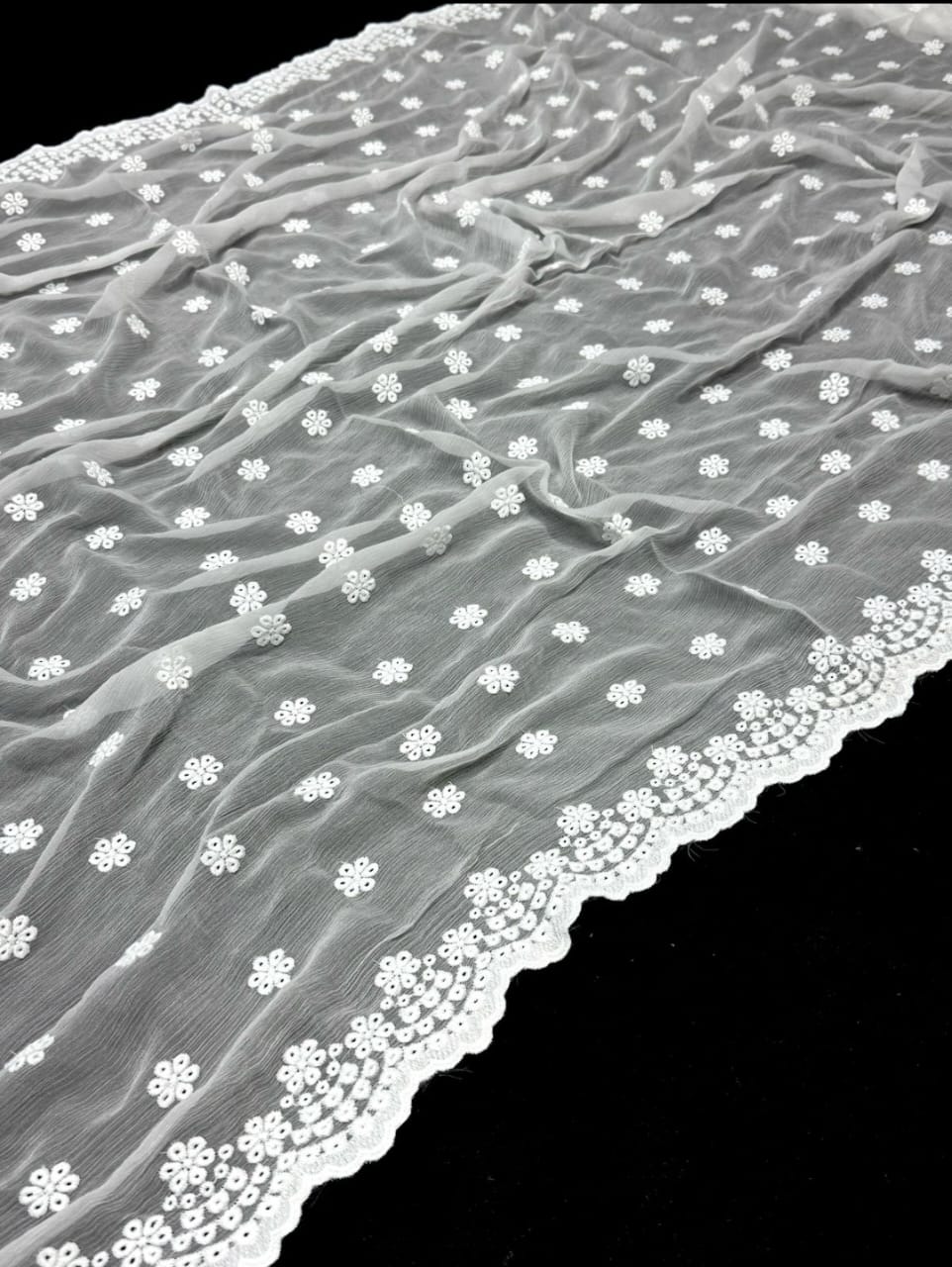 Bamber Chiffon Stuff 
Machine Chicken Kari Embroidered Dupatte