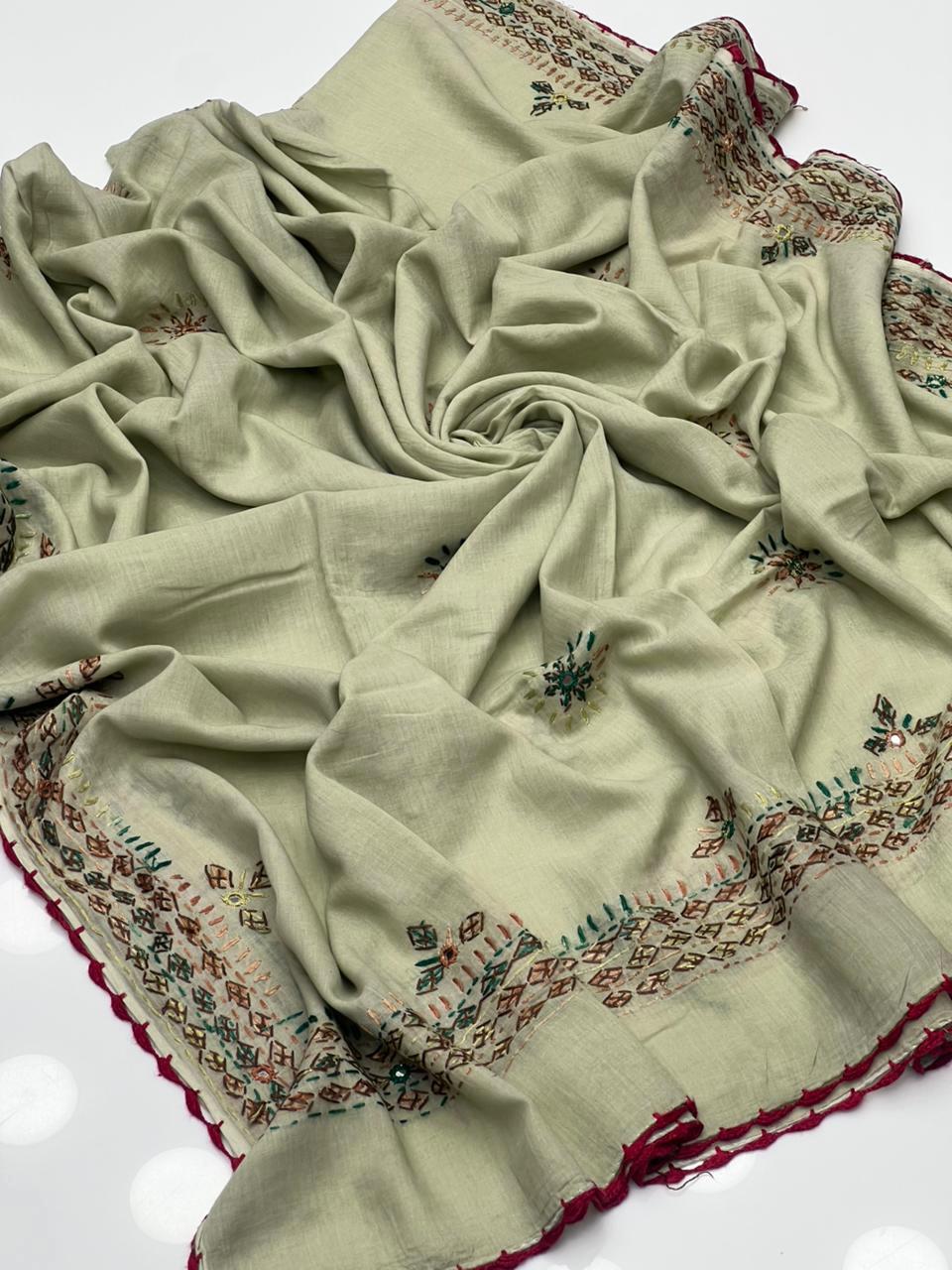 Pure Lawn
Hand Made Balochi Embroidery With Mirror Chadar