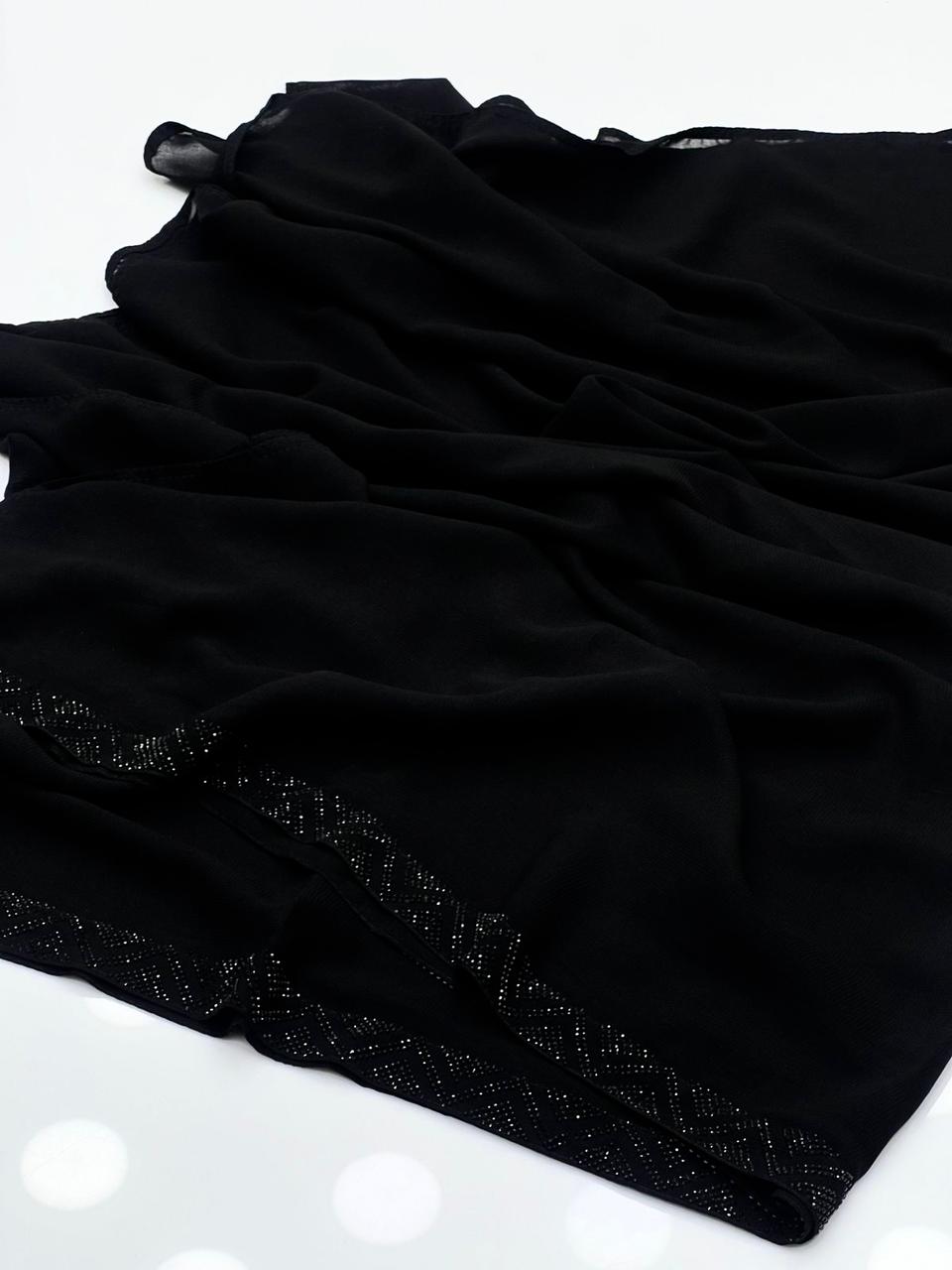 Korean Georgette Fabric
Beautiful Stones Work 1 Sided Border Chadar