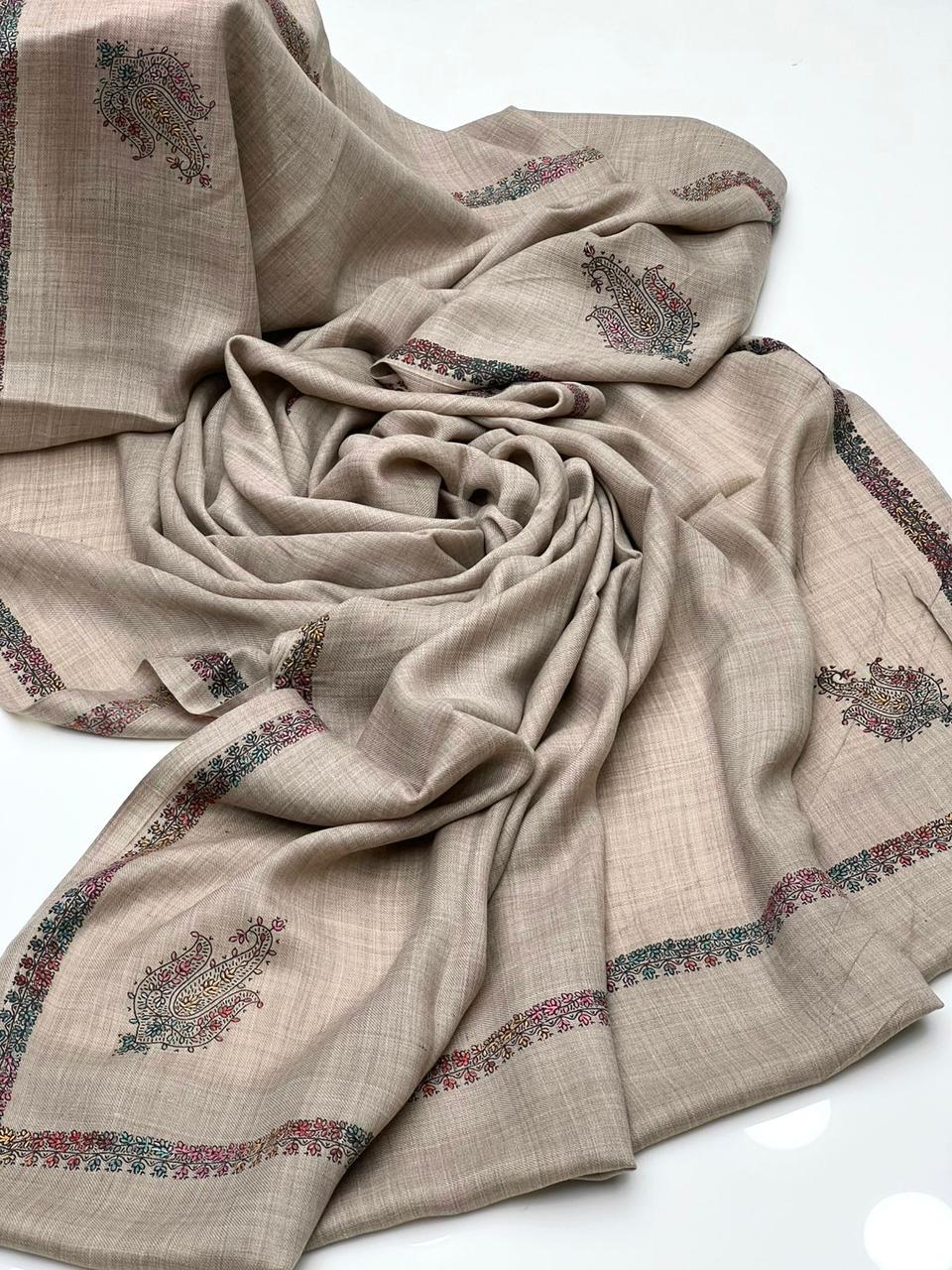 Pashmina Hand Made Kashmiri Embroidery With Block Print shawl