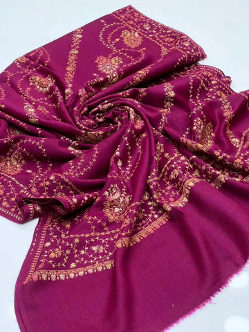 Pashmina 
Hand Made Kashmiri Embroidery With Block Print Shawl
