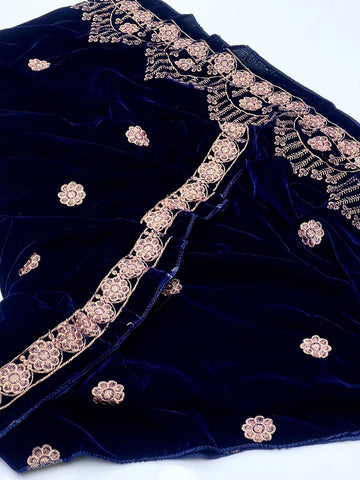 Velvet
Machine Sequence Embroidered With Tilla Thread Shawl