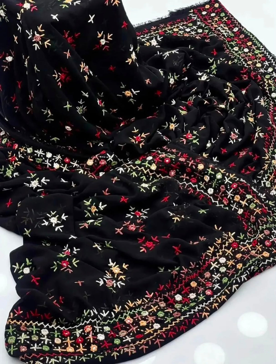 Korean Georgette
Sindhi Embroidered Chadar With Mirror Work