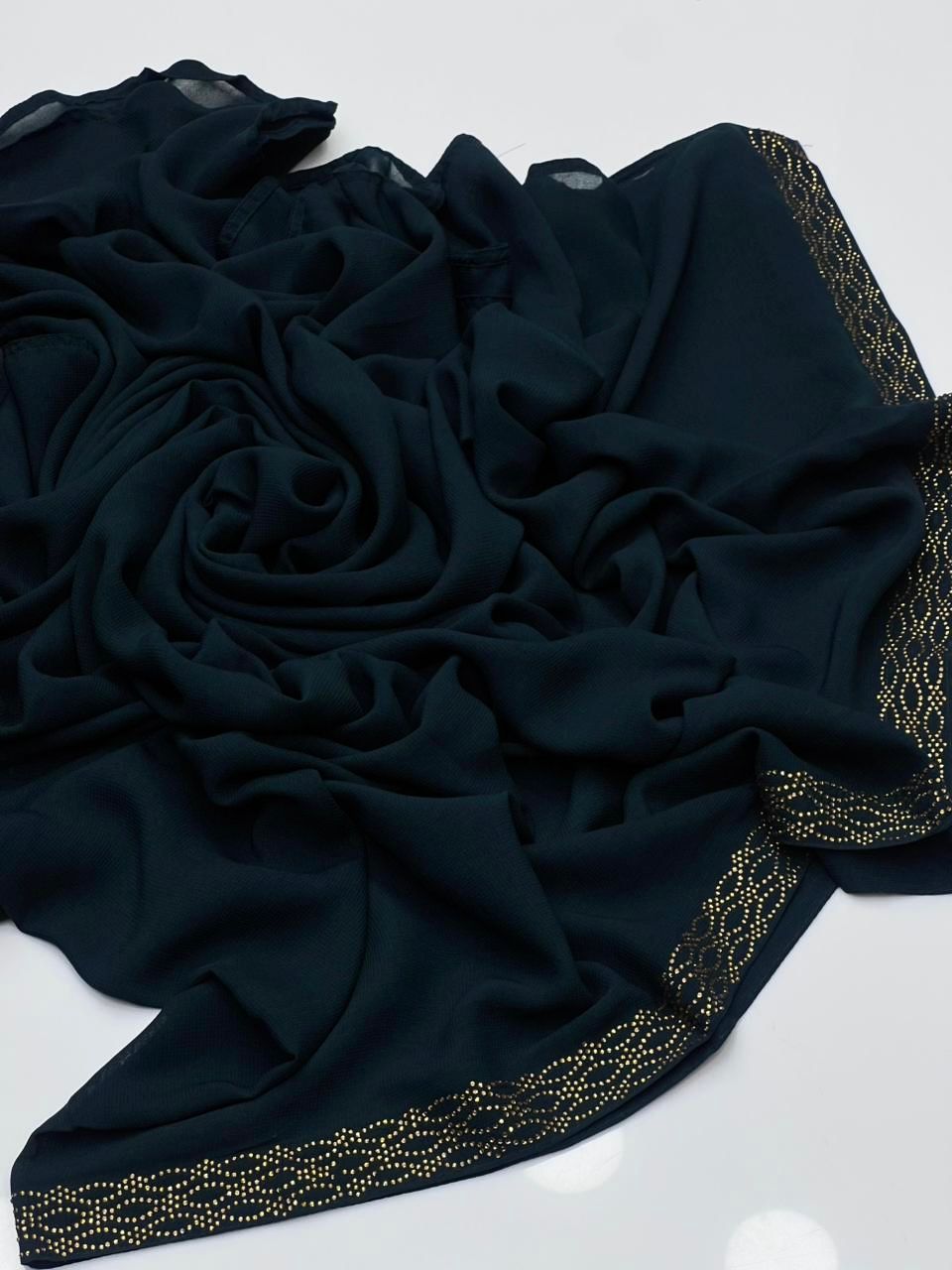 Korean Georgette
Stones Work 1 Sided Border Chadar