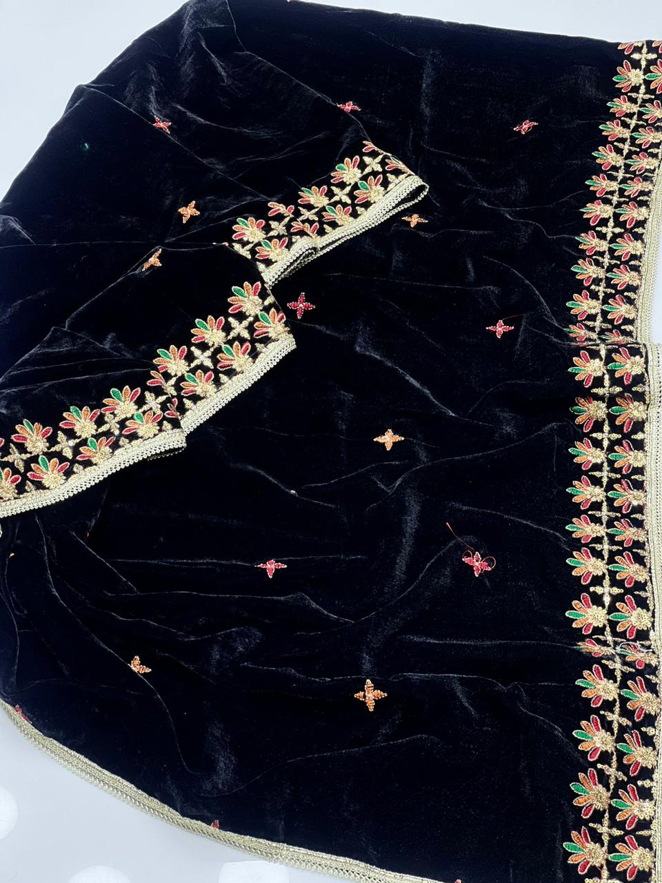 Velvet Shawl
Machine Sequence Embroidered With Tilla Thread