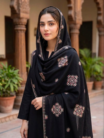 Swiss Lawn
Beautiful Machine Balochi Embroidery Chadar