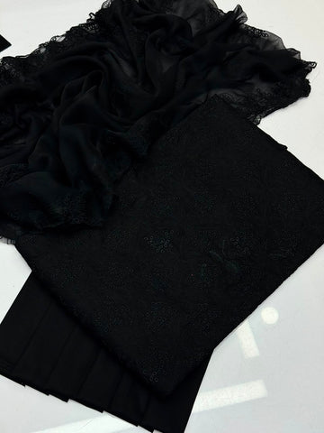 Machine Chicken Kari Embroidery 
3 Piece Dress