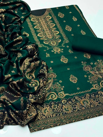 Banarsi Shirt And Shawl With Simple Pashmina Trouser 3 Piece Dress