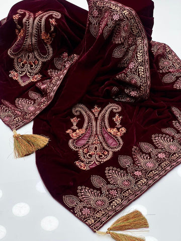9000 Micro Velvet 
Machine Zarri Work Embroidery Shawl