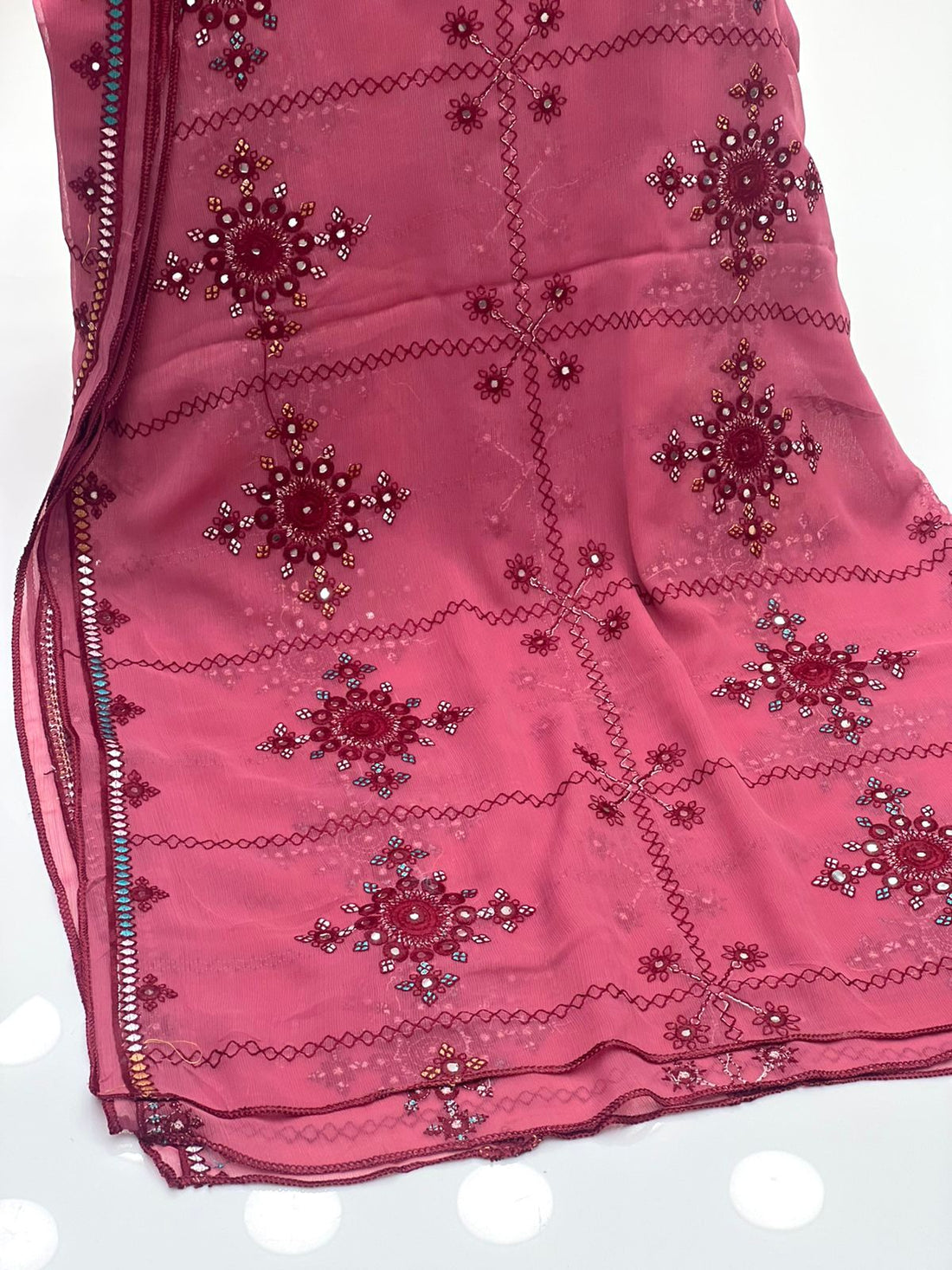 Crinkle Chiffon Stuff 
Machine Balochi Embroidery With Sequence Chadar