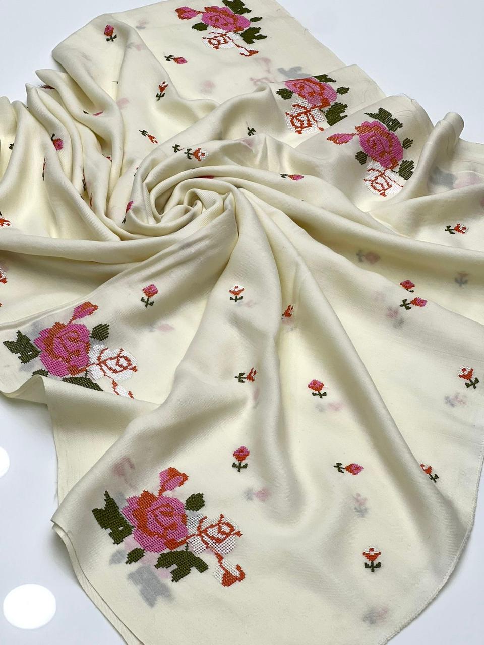 Pashmina Shawl
Cross Stitch Machine Work