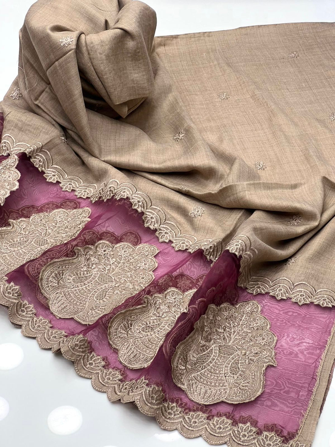 Pashmina Shawl
Machine Cut Work With Machine Embroidery Shawl
