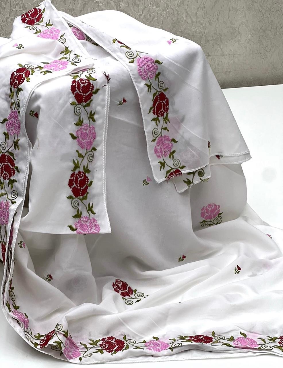 Swiss Lawn
Machine Cross Stitch Embroidery Chadar