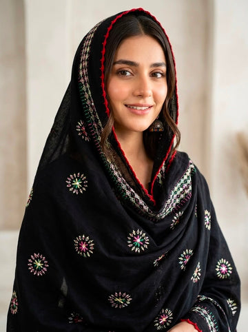 Pure Lawn
Hand Made Balochi Embroidery With Mirror Chadar