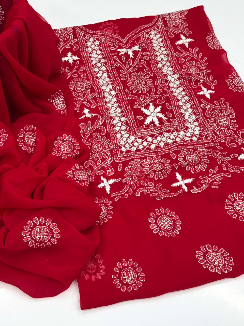 Soft Bamber Chiffon Handmade Multani Embroidery With Mirror Work 2 Piece Suit