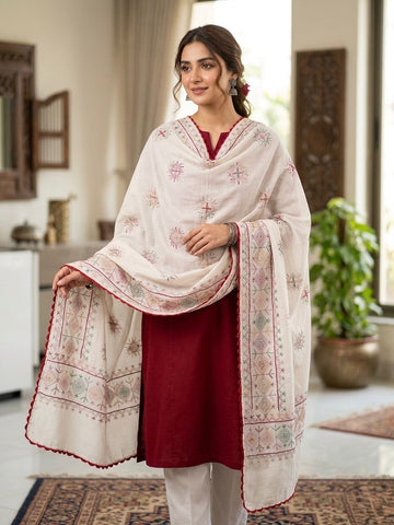 Pure Lawn 
Hand Made Multani Embroidery Chadar