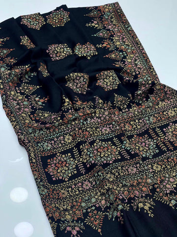 Pashmina 
Hand Made Kashmiri Embroidery With Block Print Shawl