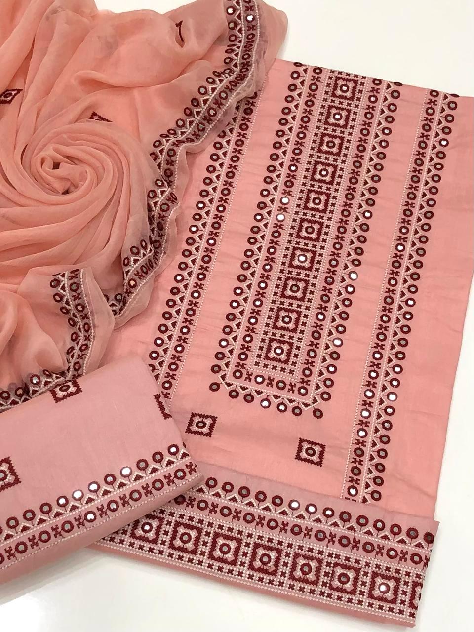 Summer Lawn Eid Collection 
Mashine Embroidery On Shirt With Sequence Along Trouser Embroided Dupatta Also Embroidered