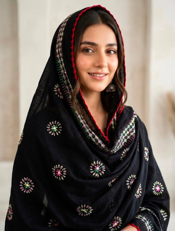 Pure Lawn
Hand Made Balochi Embroidery With Mirror Chadar